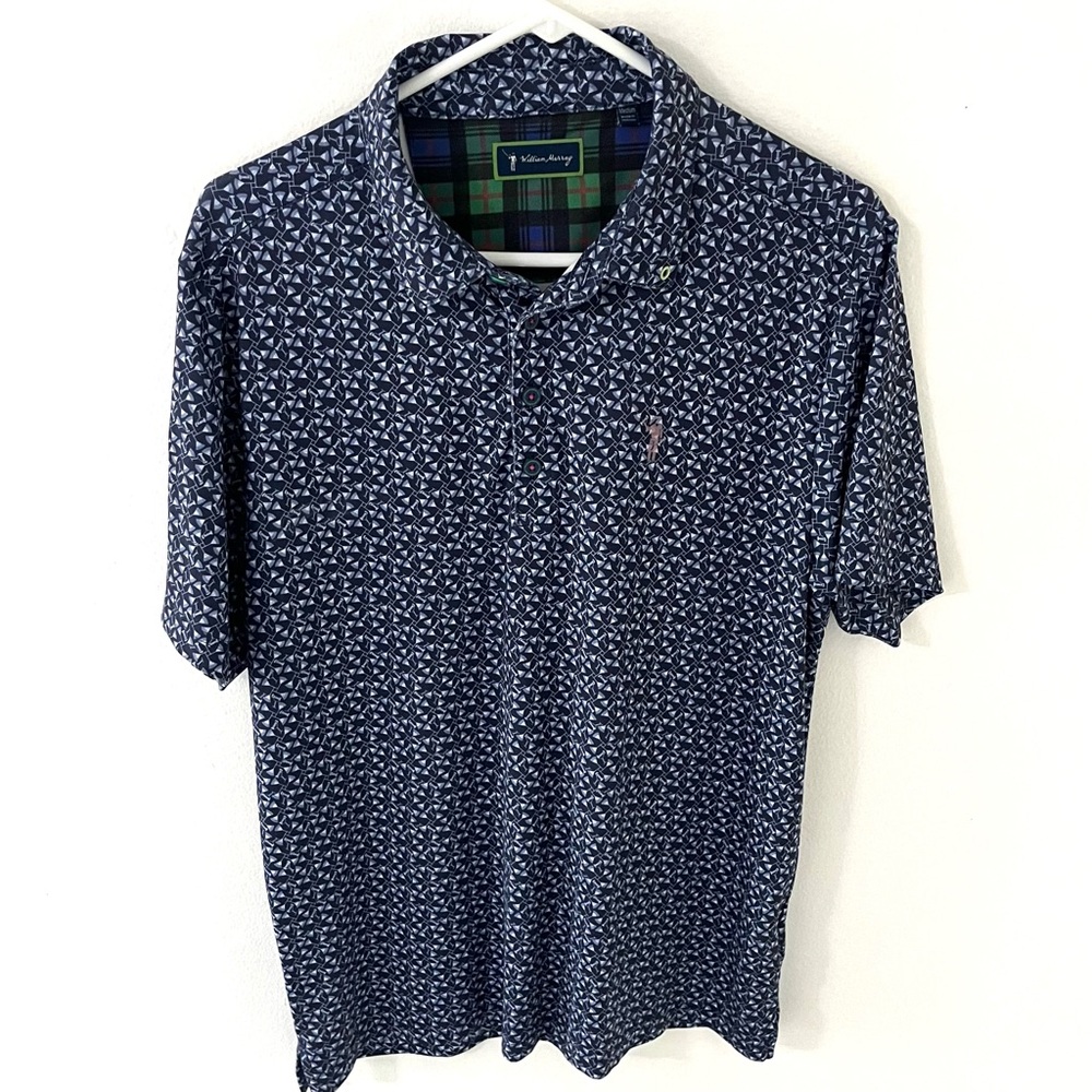 William Murray Martini Glasses Print Performance Polo, Size: Medium
